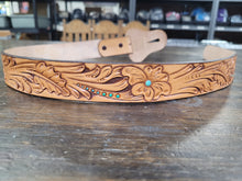 Load image into Gallery viewer, Belt - Women&#39;s Tooled Floral Turq