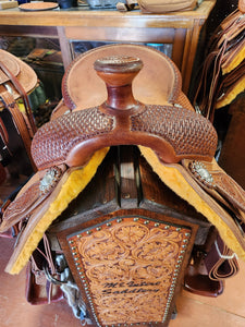 Saddle - Breakaway Roper Roughout/Basket Stamped