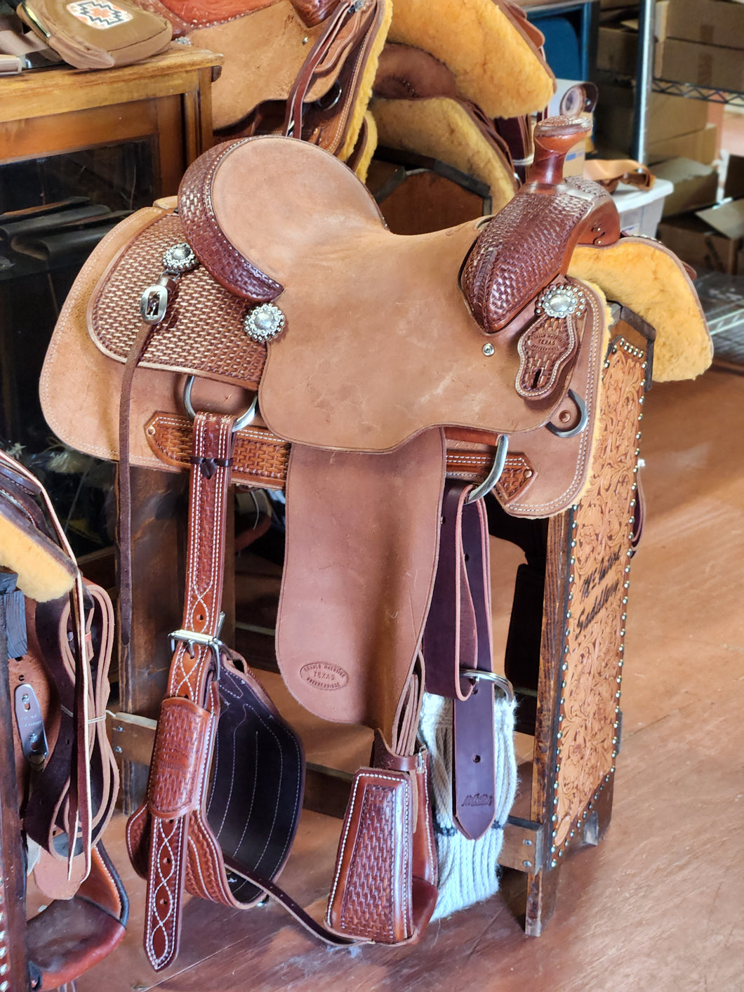 Saddle - Breakaway Roper Roughout/Basket Stamped