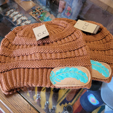 Load image into Gallery viewer, Beanie - Rust with Leather Patch