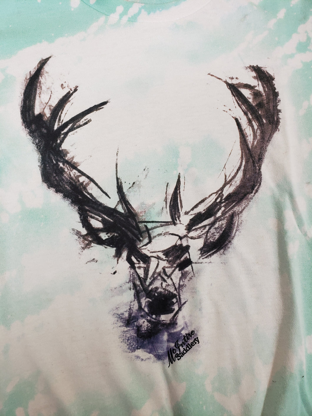 Shirts - Bleached Crewneck Teal Buck
