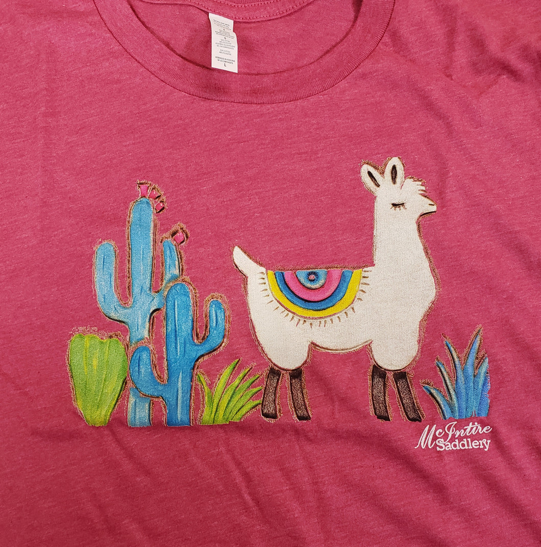 Shirts - Pink Crewneck Llama