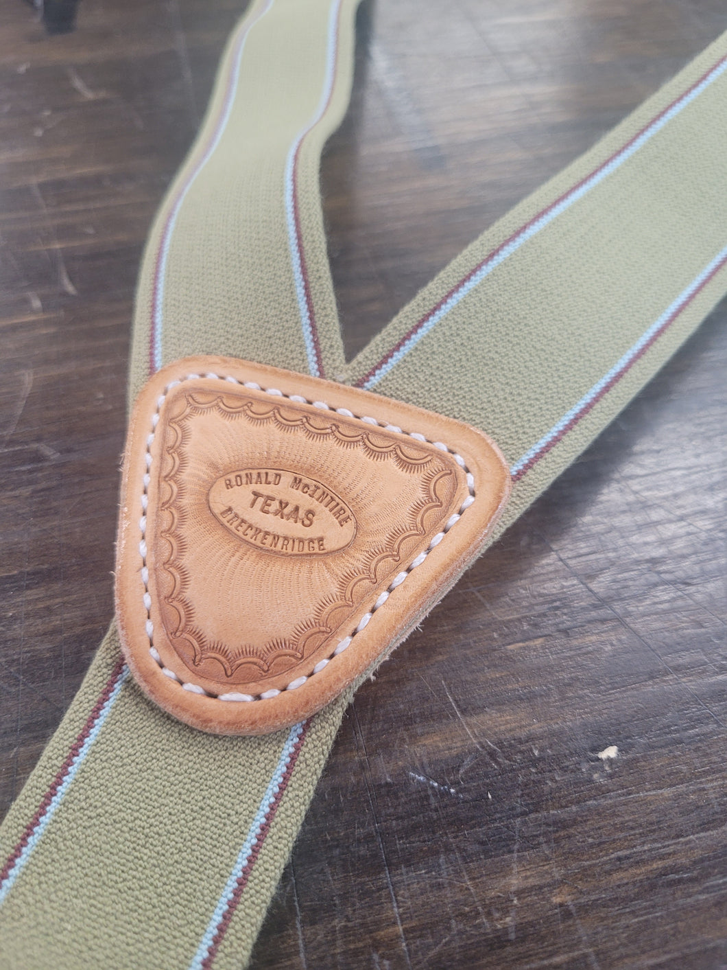Handmade Leather and Elastic Suspenders