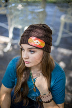 Load image into Gallery viewer, Beanie - Brown with Leather Patch
